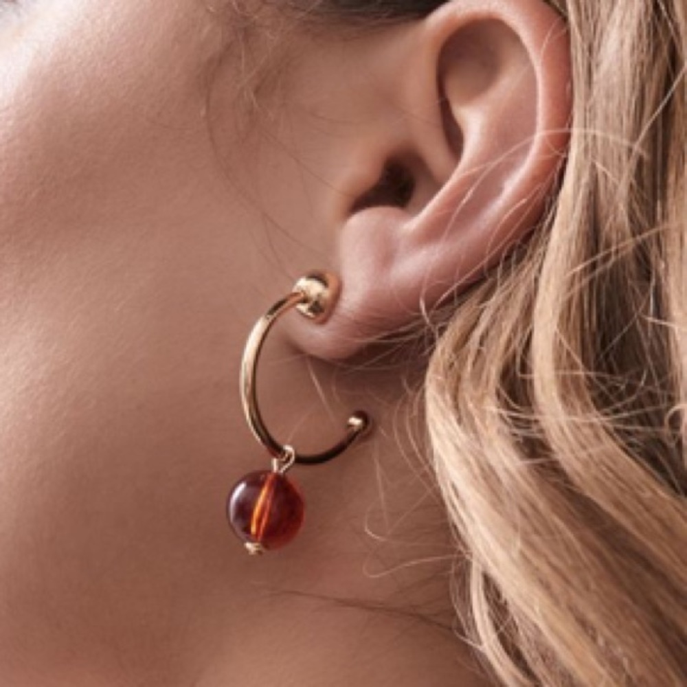 Real Gold (14k) Plated Hoop Earrings w/ Be…